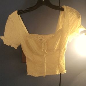 Smocked Crop Peasant Blouse